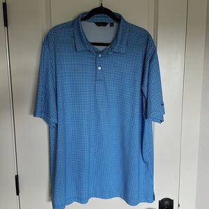 Walter Hagen XXL Short Sleeve Golf Polo Shirt Blue Checkered Pattern